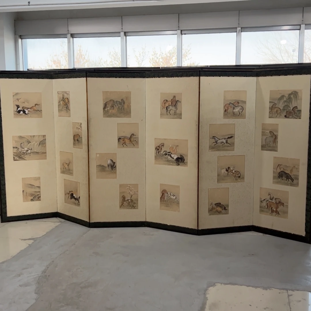 绘画12曲屏风隔断生活空间美学设计