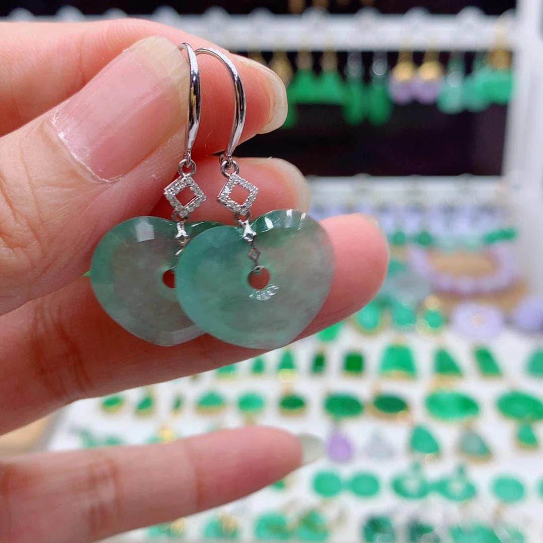 翡翠18K金镶嵌耳饰