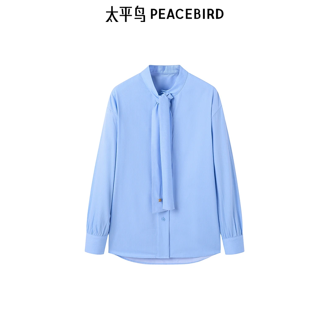太平鸟女装冬季新款系带纹样衬衫A1CAE420A