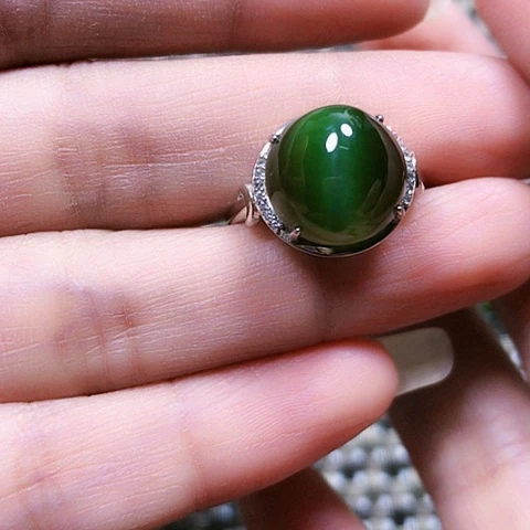 玲***）和田玉银S925镶嵌戒指