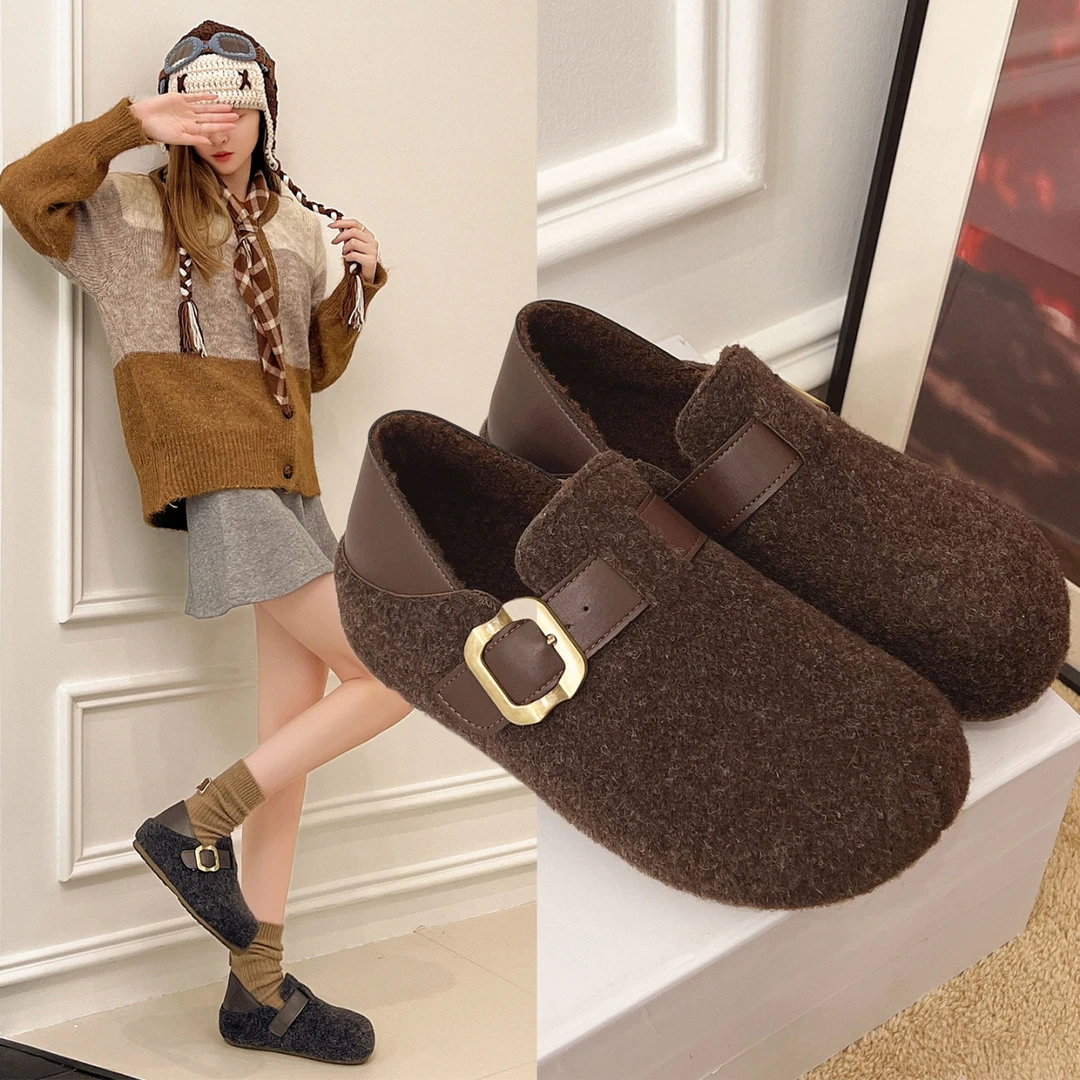 厚底全包勃肯鞋女2025年秋冬新款两穿加绒保暖雪地靴复古2店