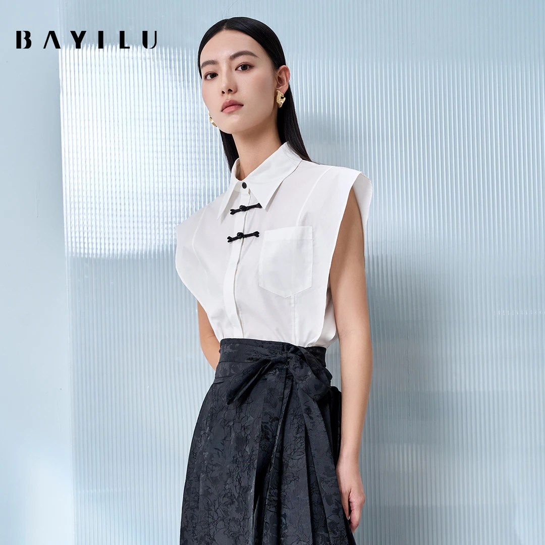 【丽公主】芭依璐夏季衬衫女新中式盘扣显瘦上衣90C0970