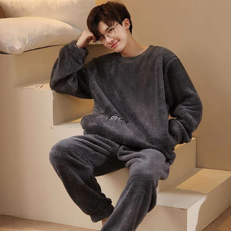 FAVMARTHA男士250斤300斤350斤冬季睡衣珊瑚绒保暖特大码加大肥佬