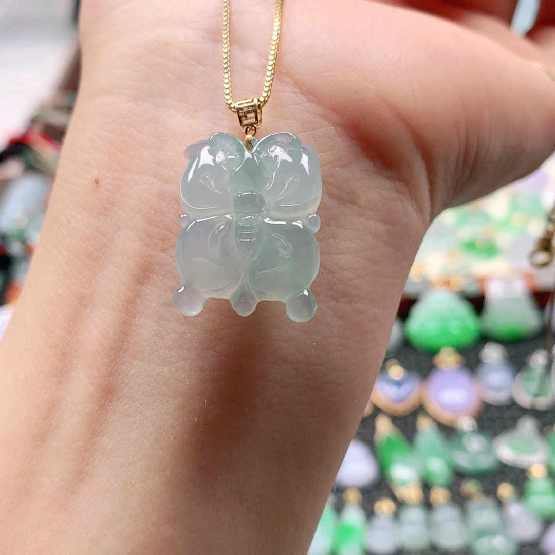 吊坠(不含链)18K金镶嵌翡翠