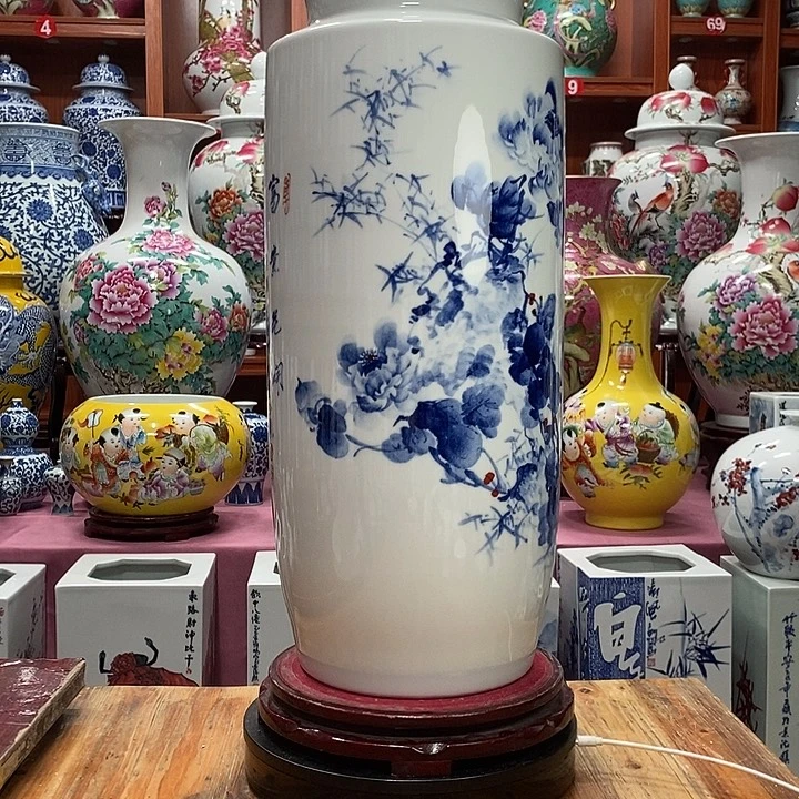 绪***莉景德镇陶瓷手工手绘花瓶摆件