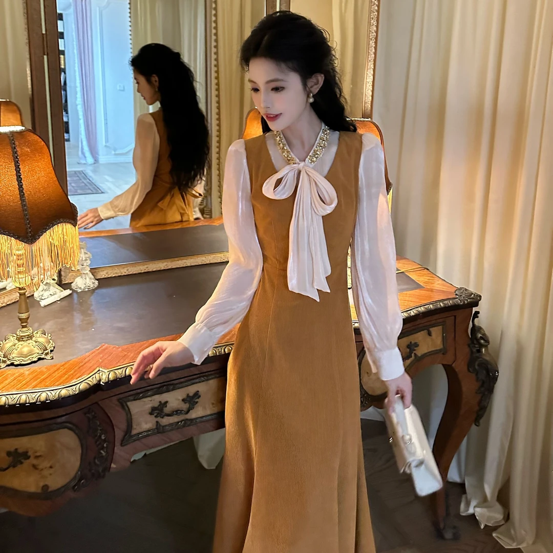 小八定制【暮色人鱼颂】25秋季新款复古优雅设计感连衣裙 00129 LSC