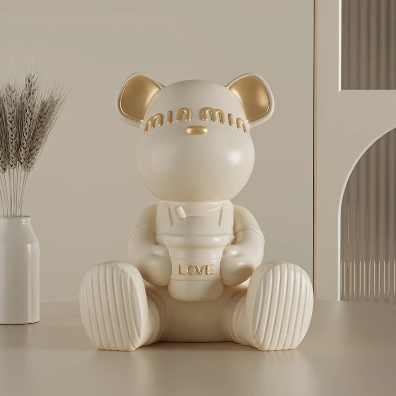 卡通奶瓶小熊摆件奶油风客厅电视柜茶几玄关儿童房装饰高级感礼品