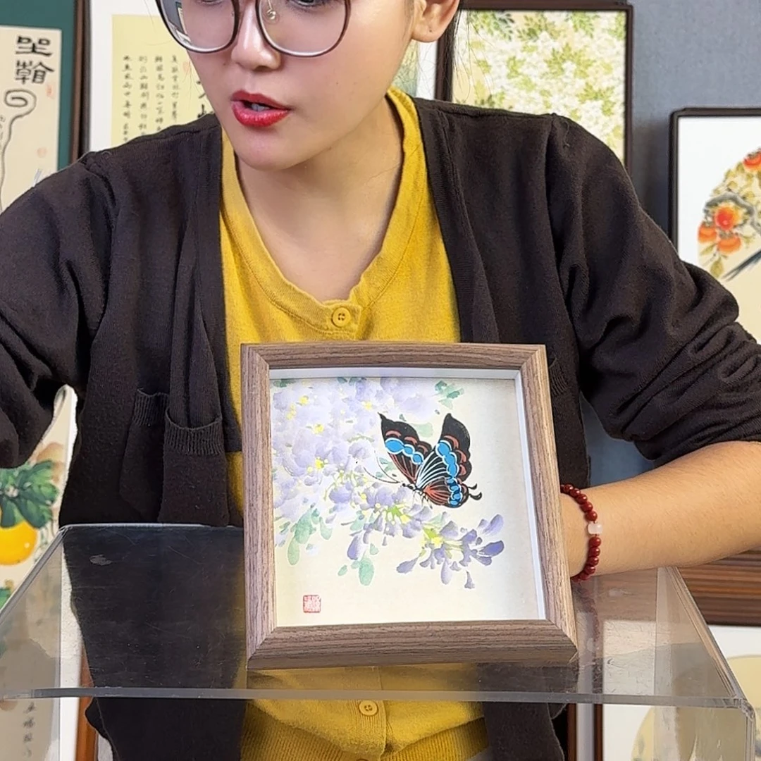 国画手绘带框尺寸：15*15