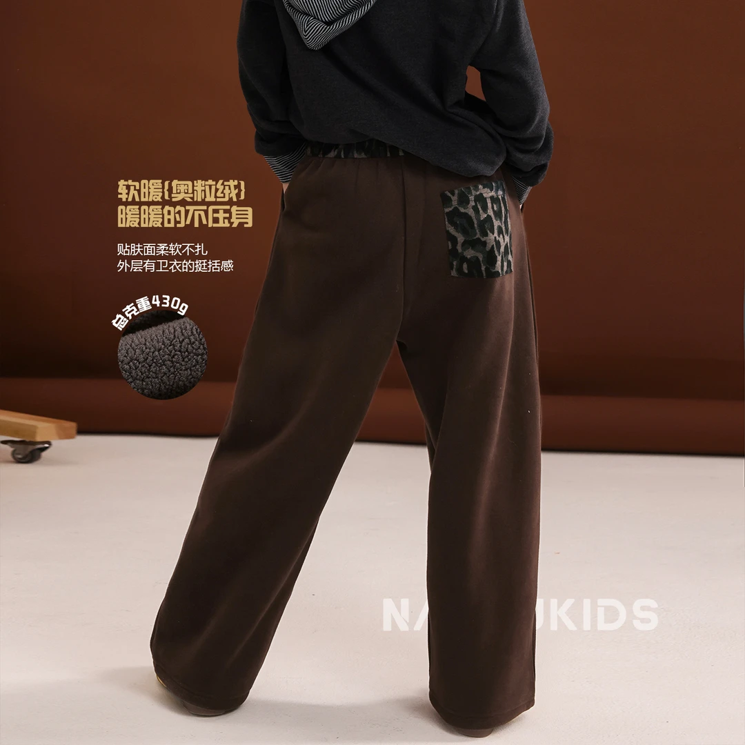 NAIYOUKIDS【豹腰】女童加绒裤子2025冬季时尚宝宝显瘦直筒裤K2680