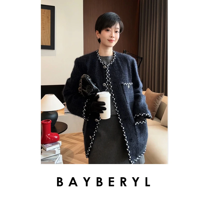 BAYBERYL老贝巴黎之夜*香风花呢气质轻奢圆领外套MF5L0702-12/17