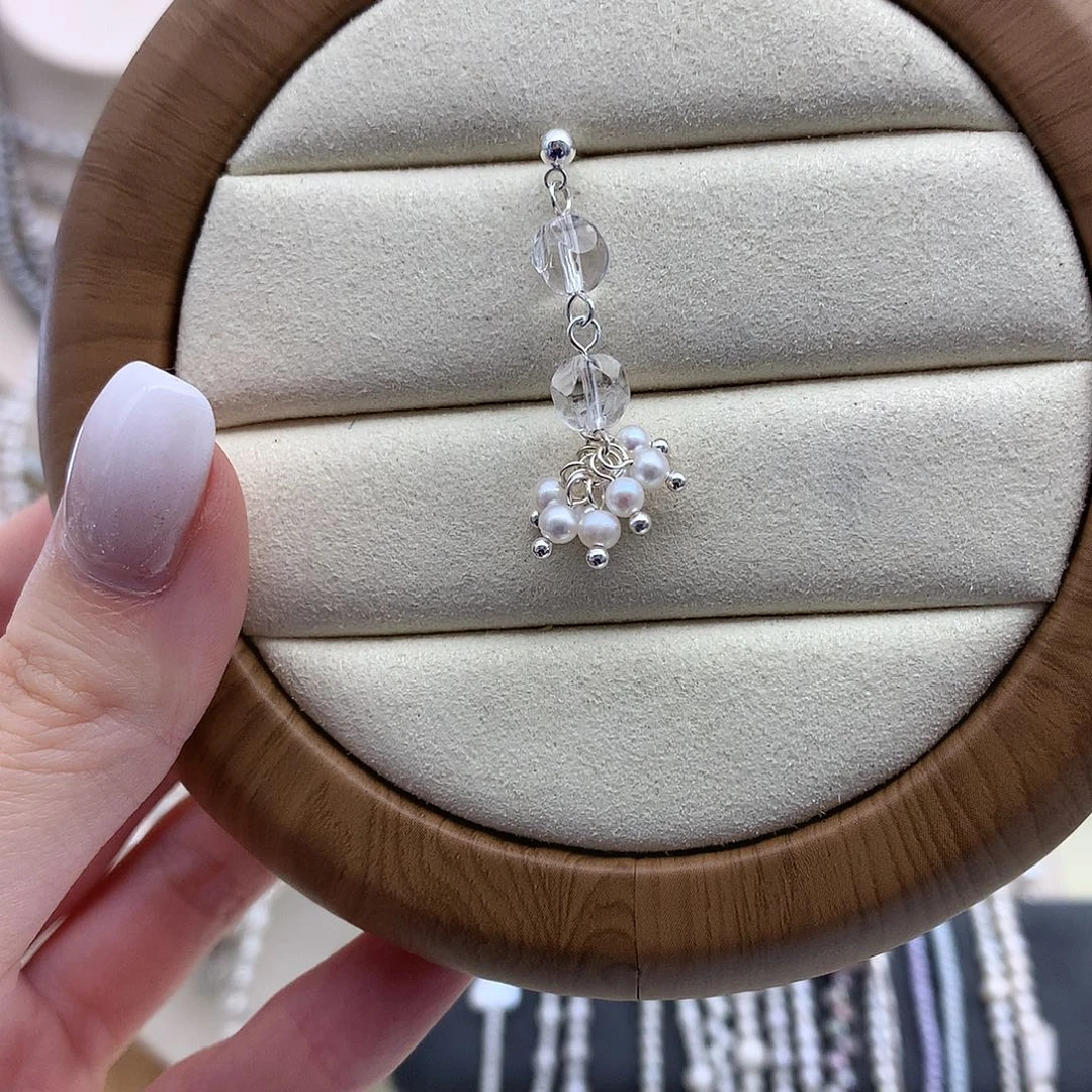 银S925镶嵌耳饰淡水珍珠