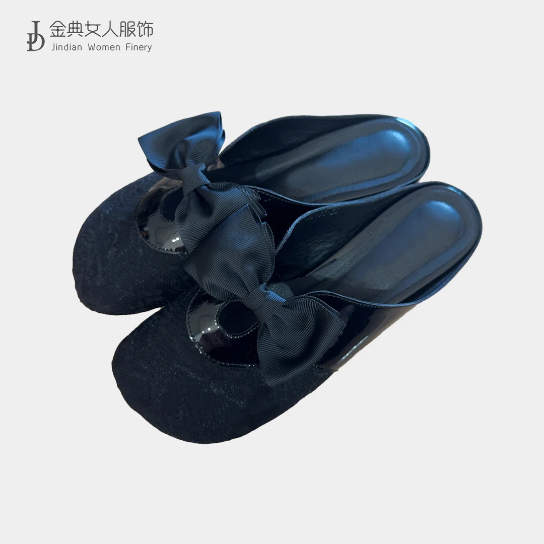 【金典女人服饰】夏季新款蝴蝶结包头方根凉拖 时尚女拖鞋20-11