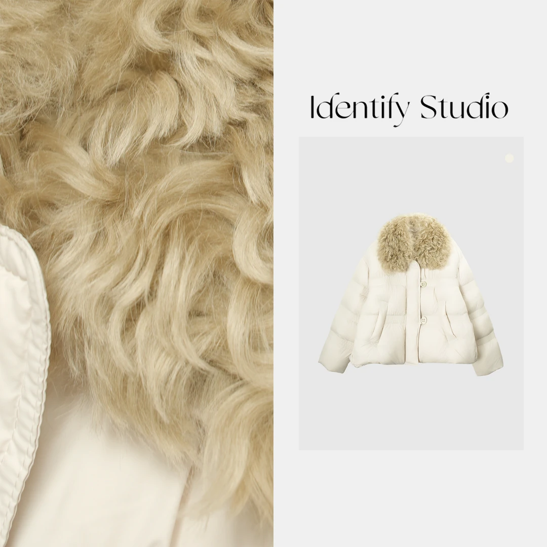 IDENTIFY冬季新款毛领拼接两粒扣设计款羽绒外套25AWG120507