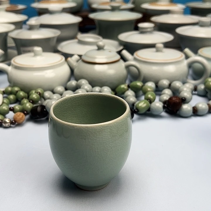 杯翠绿釉鸡心杯原矿原釉原产地