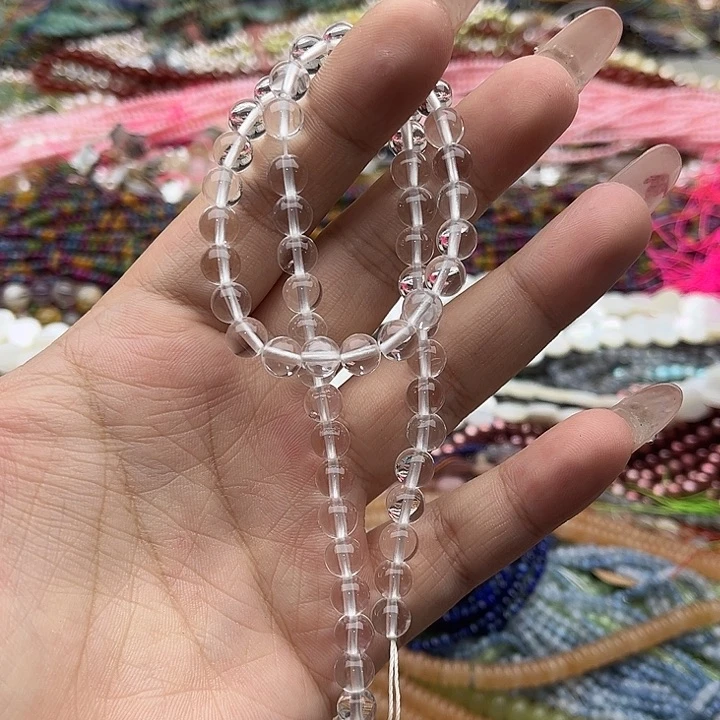 玛瑙/玉髓珠宝半成品未镶嵌一条6.5mm左右白水晶