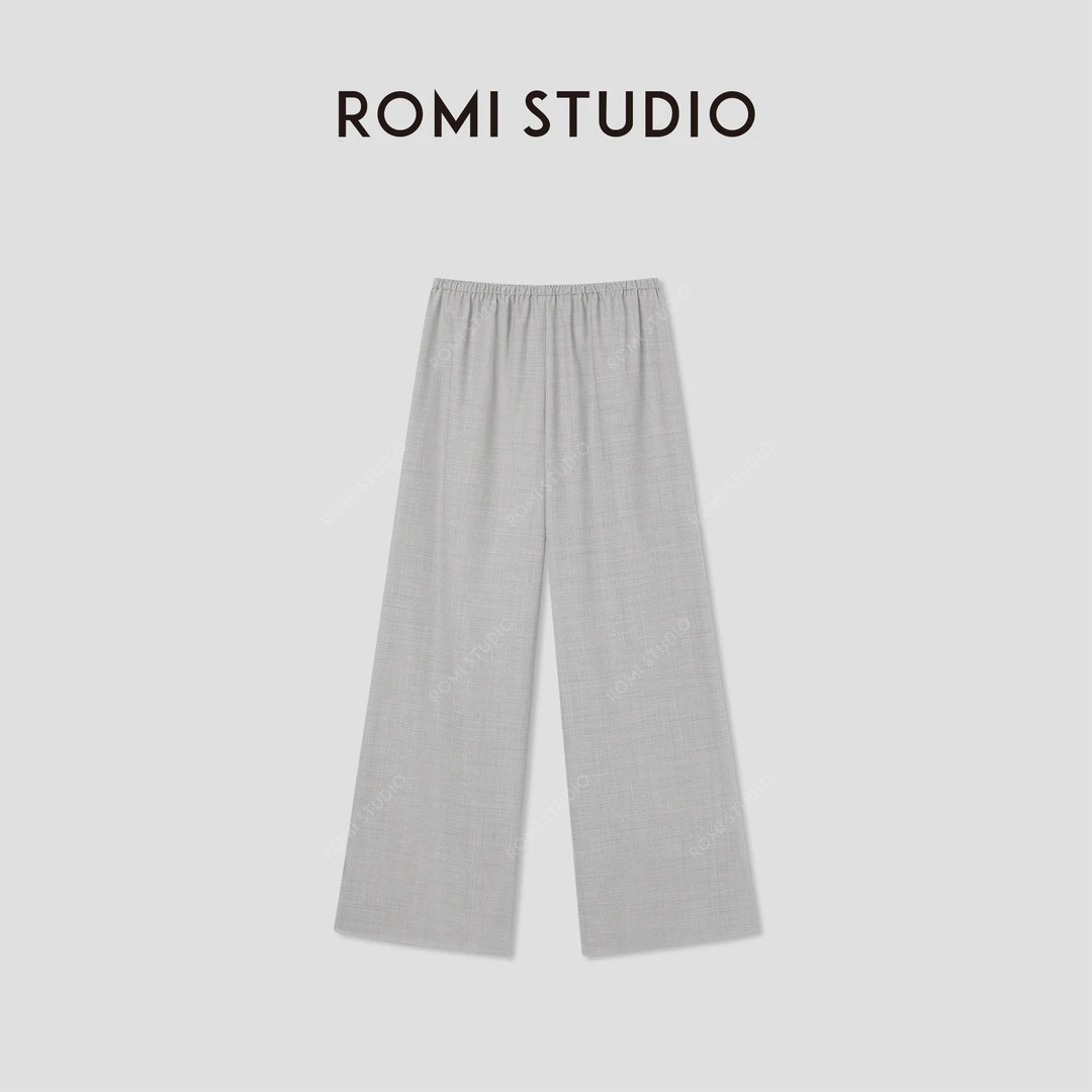 ROMI STUDIO“轻松随性”精纺羊毛松紧腰宽松阔腿休闲裤 RWCSXM2573