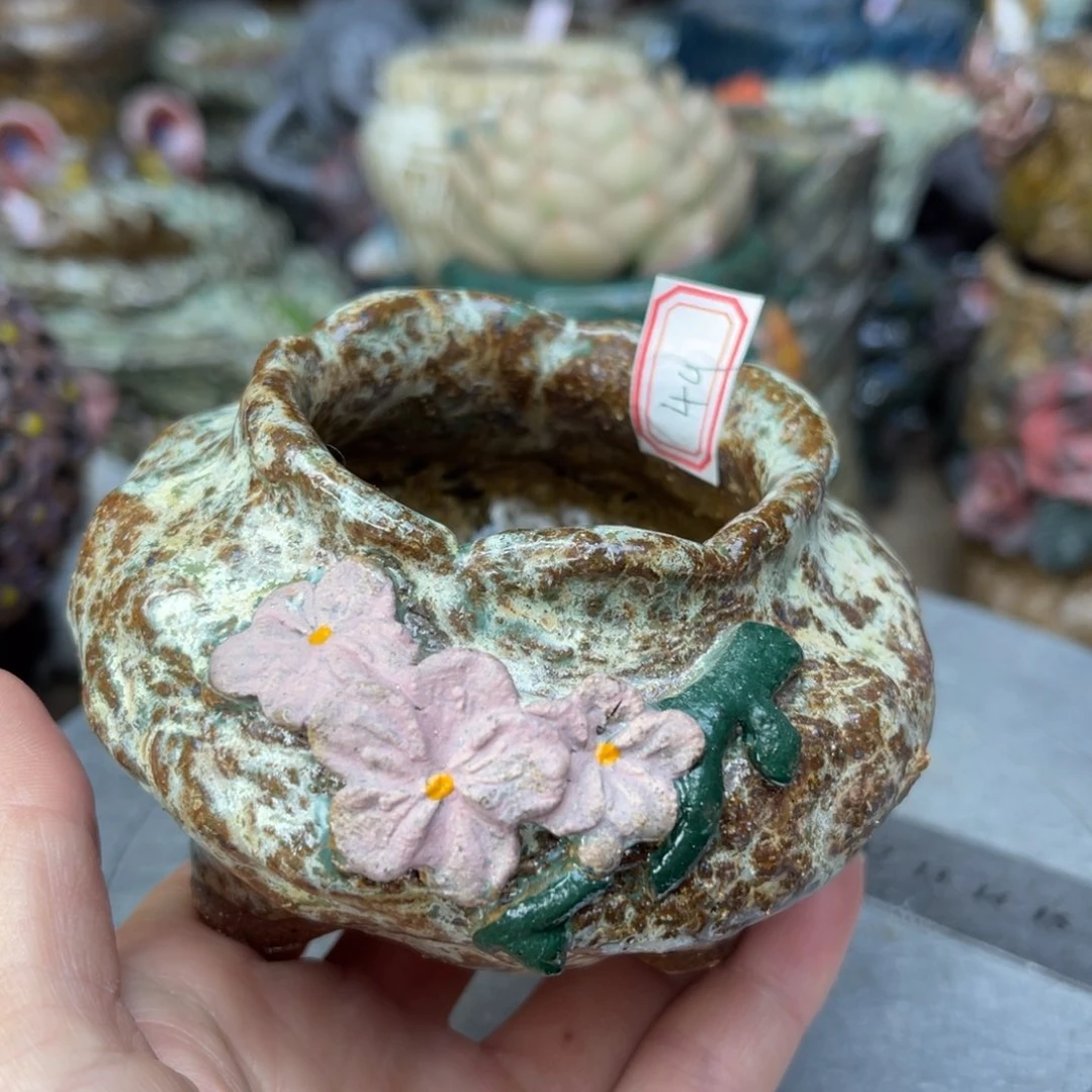 红陶粗砂陶手工花盆