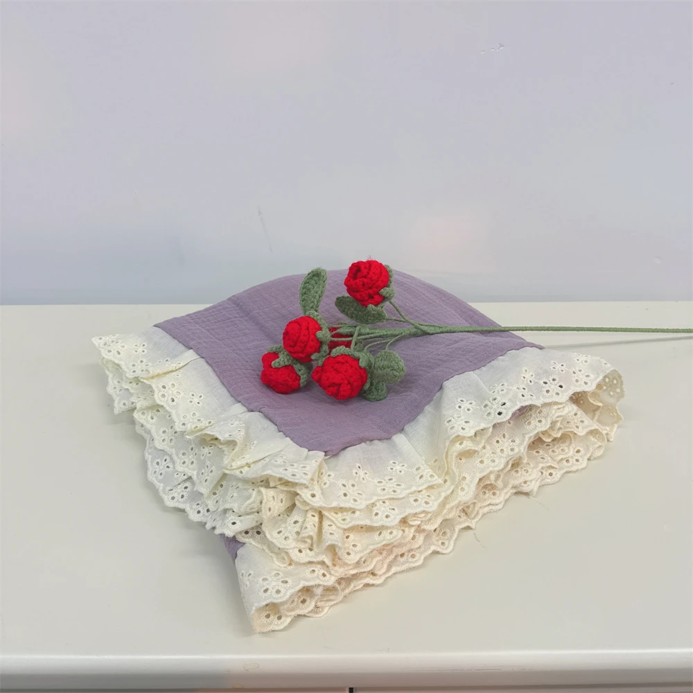 新款加厚全棉皱皱纱花边枕套 YO4