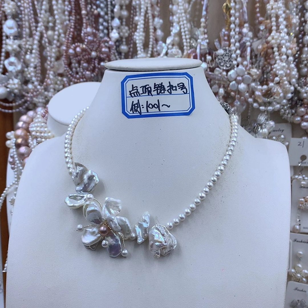 淡水珍珠项链耳饰银S925镶嵌