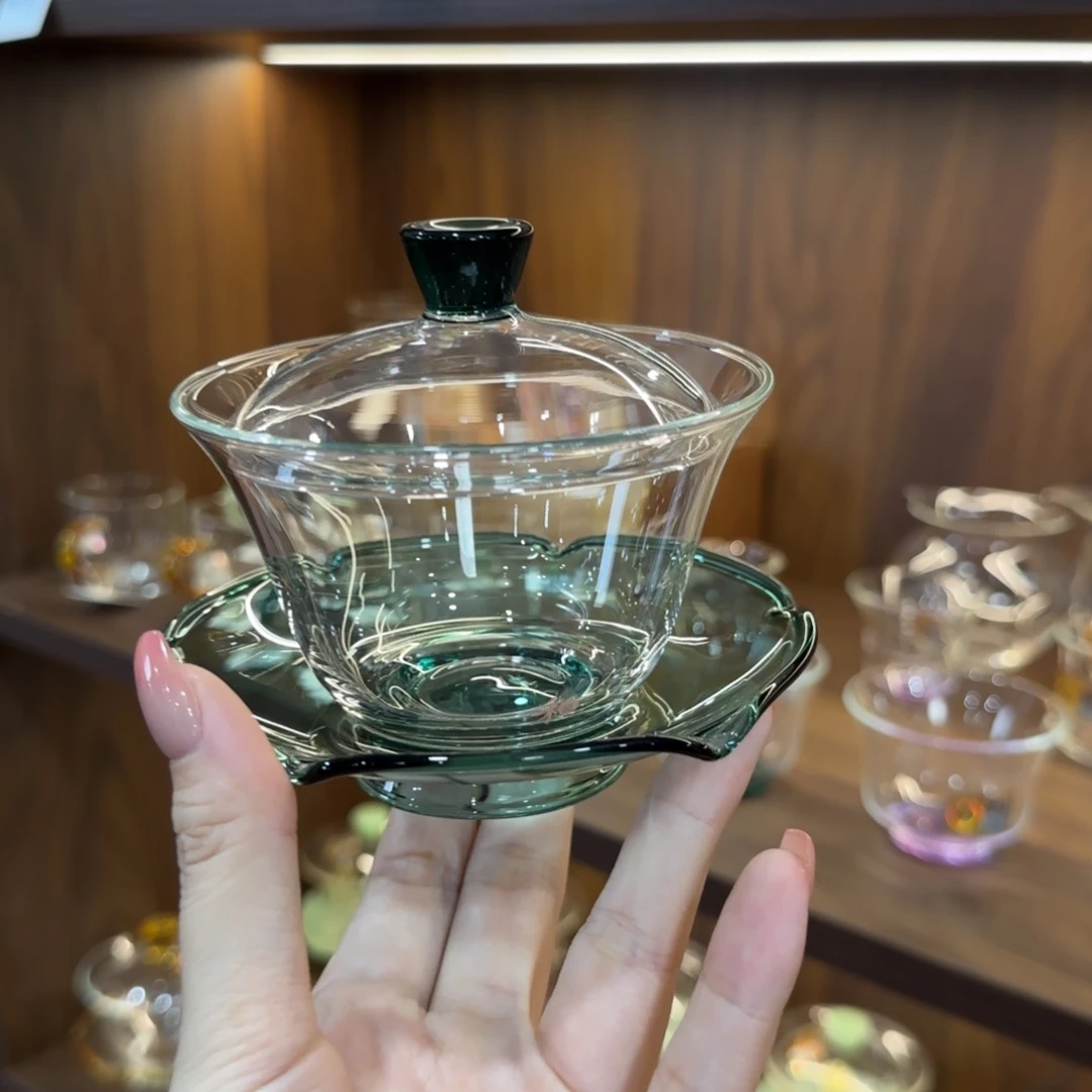 禾器荷叶盖碗墨绿色。。。