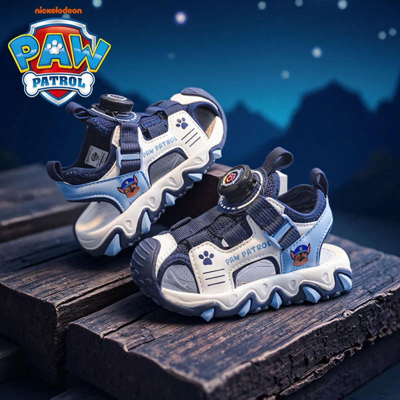 汪汪队立大功旋钮扣2025年夏季新款男童幼儿园软底舒适包头凉鞋