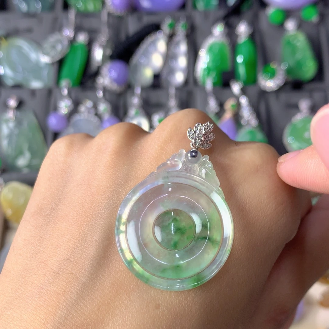 翡翠18K金镶嵌吊坠(不含链)