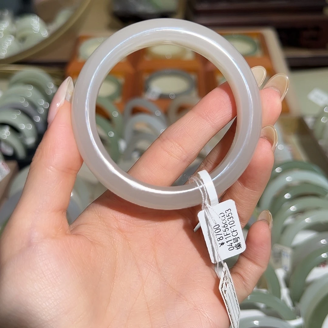 和田玉手镯未镶嵌粉紫色54 55