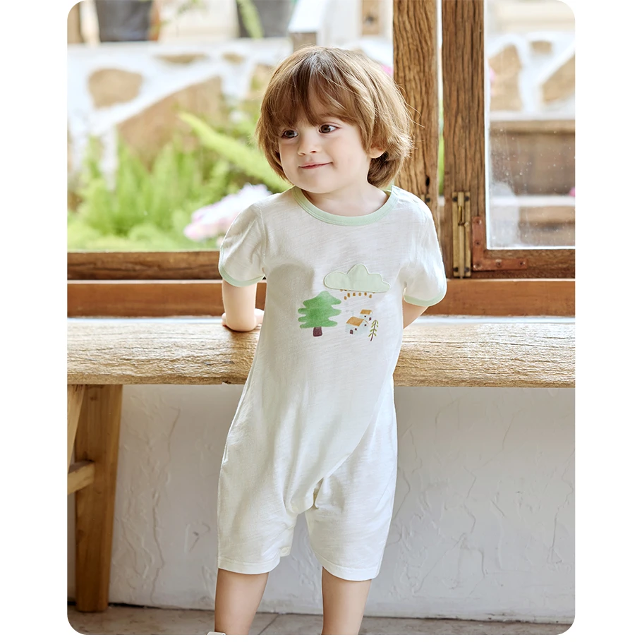 【春羽夏歌】微狮牧尼婴儿衣服夏季薄款宝宝短袖连体衣爬服夏装透气