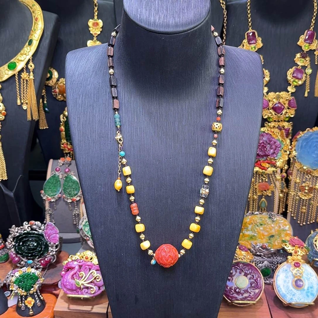 未镶嵌项链蜜蜡南红多宝项链