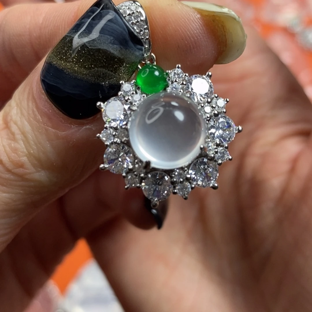 石英质玉蛋面银S925镶嵌