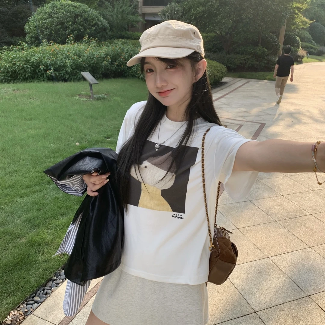 毛小兔2025秋季新款小狗印花磨毛T恤上衣