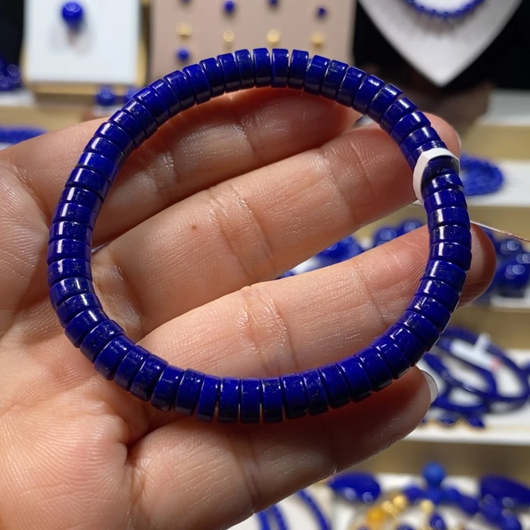 青金石未镶嵌手串6+m直切药片