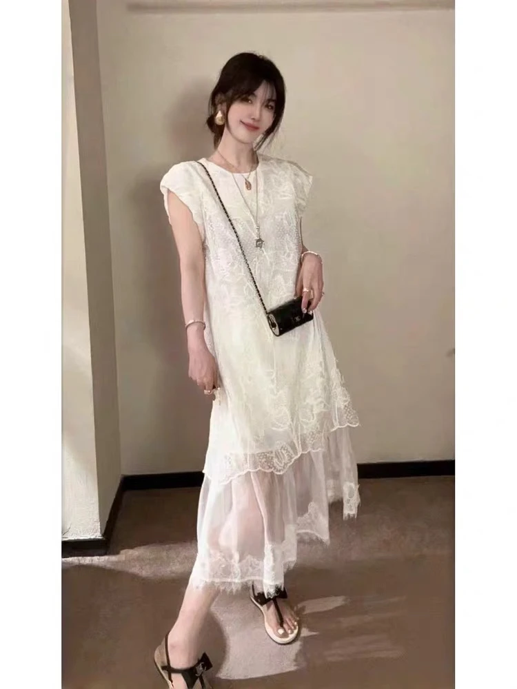 2025夏季新款时尚洋气拼接设计感显瘦仙女连衣裙18118
