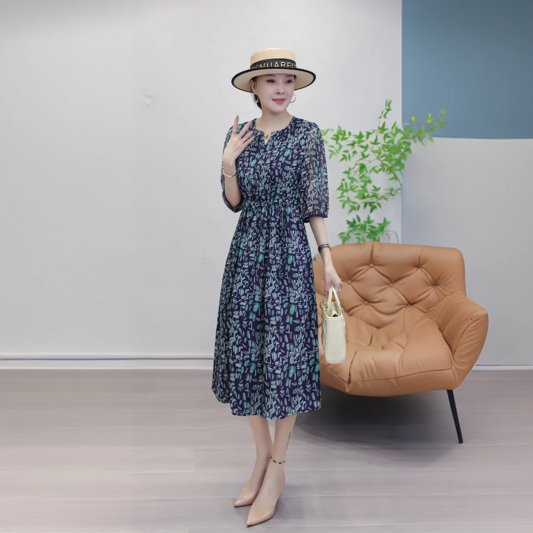 【商场门店直发】真丝蚕丝裙子连衣裙长裙2025年时尚女士新款868