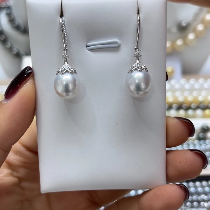 海水珍珠耳饰银S925镶嵌