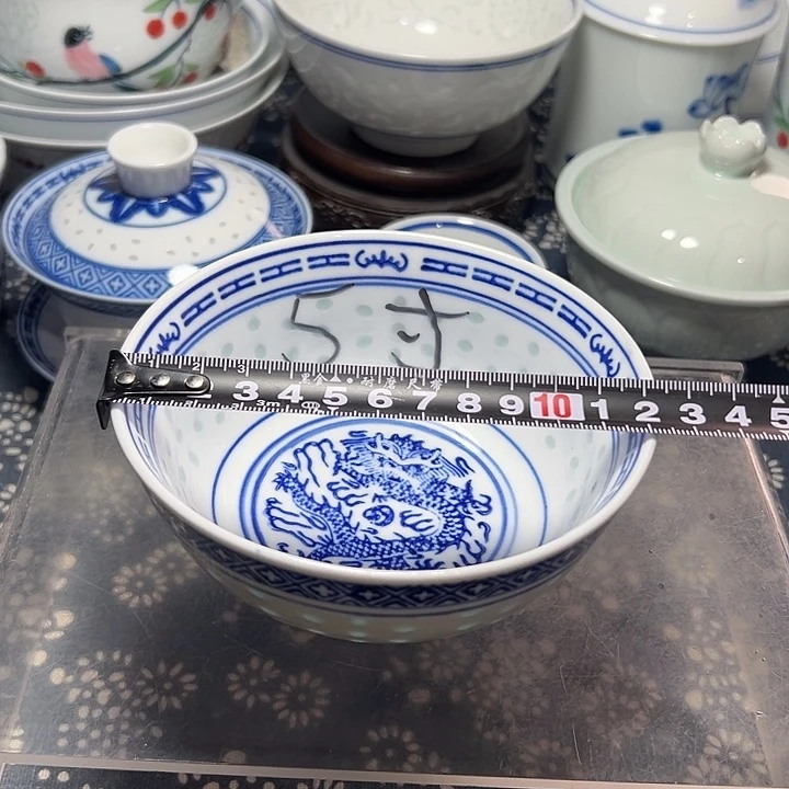 陶青花玲珑5寸的饭碗