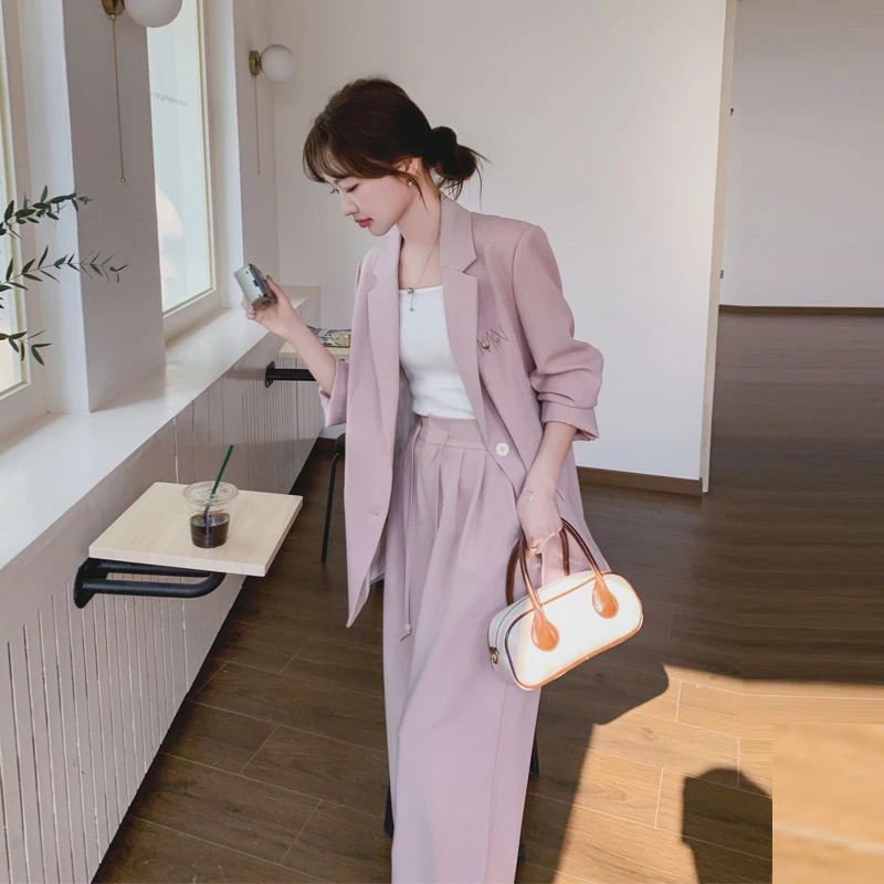 可盐可甜西装套装裤女2025早春新款气质韩系穿搭通勤风西服阔腿裤