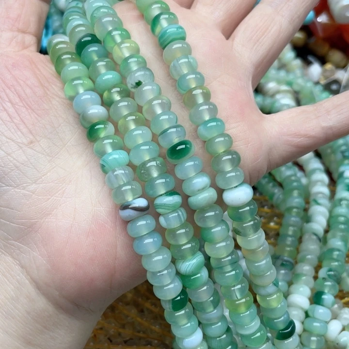 玛瑙/玉髓合金珠宝半成品一条8m绿玛瑙算盘