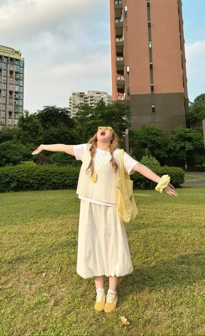 大码女装叠穿度假风花苞半身裙T恤2025夏季三件套5720/5721