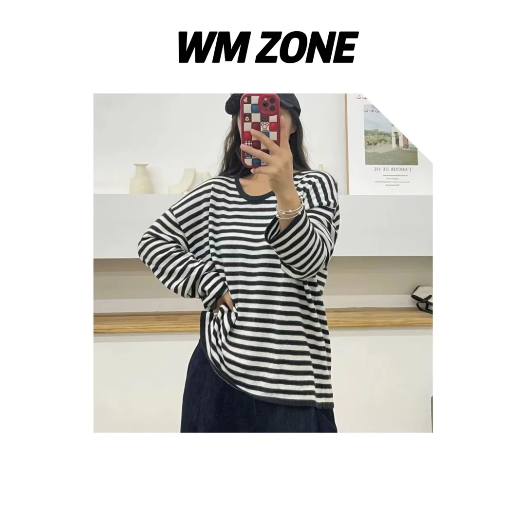 虎儿 3-2660 慵懒风条纹针织上衣