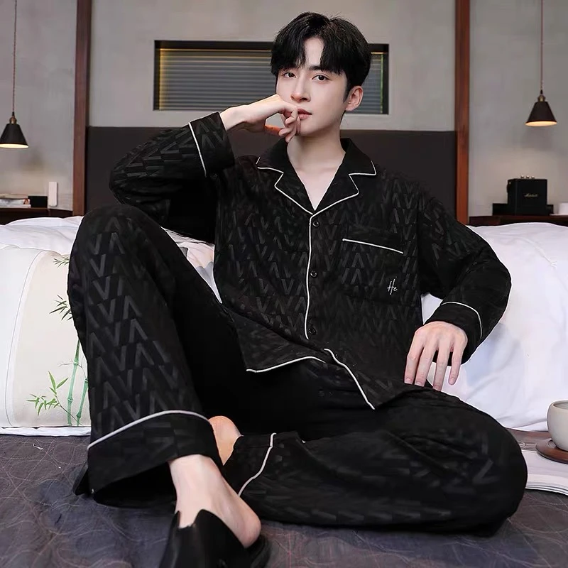 【加厚德绒】睡衣男士秋冬季德绒长袖加厚磨毛保暖家居服套装