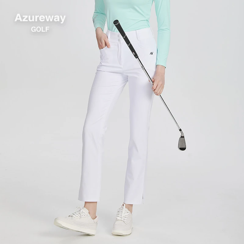 夏季高尔夫裤子女弹力松紧腰长裤修身显瘦速干透气运动裤女装球裤