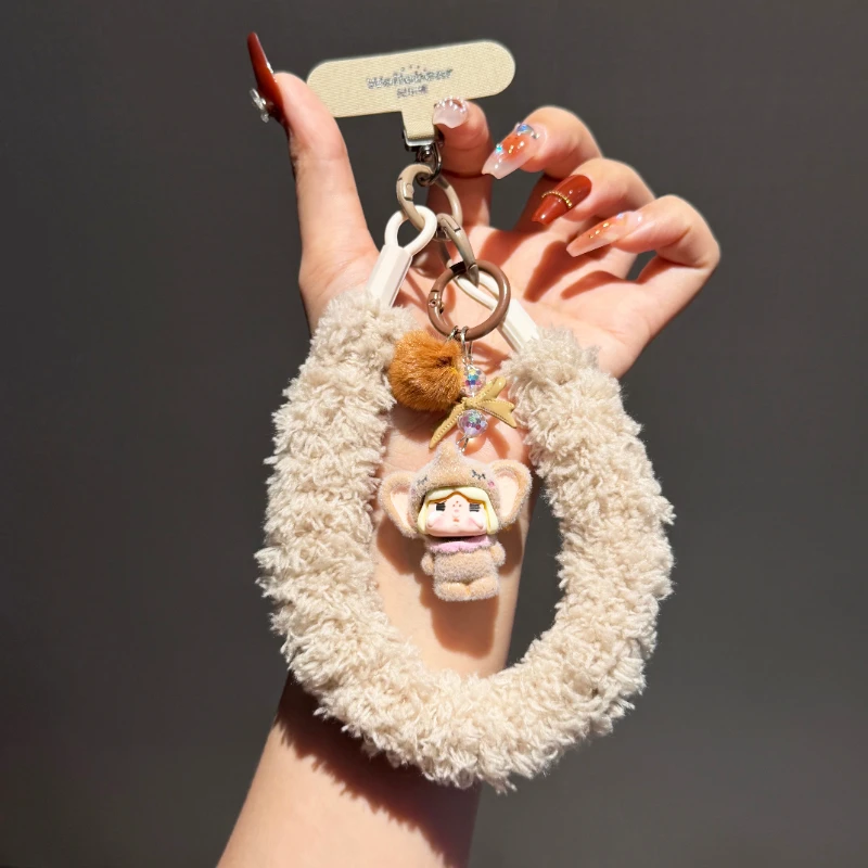 可爱飞象手机挂绳手绳毛茸茸卡通挂件挂链个性创意钥匙绳手提挂饰