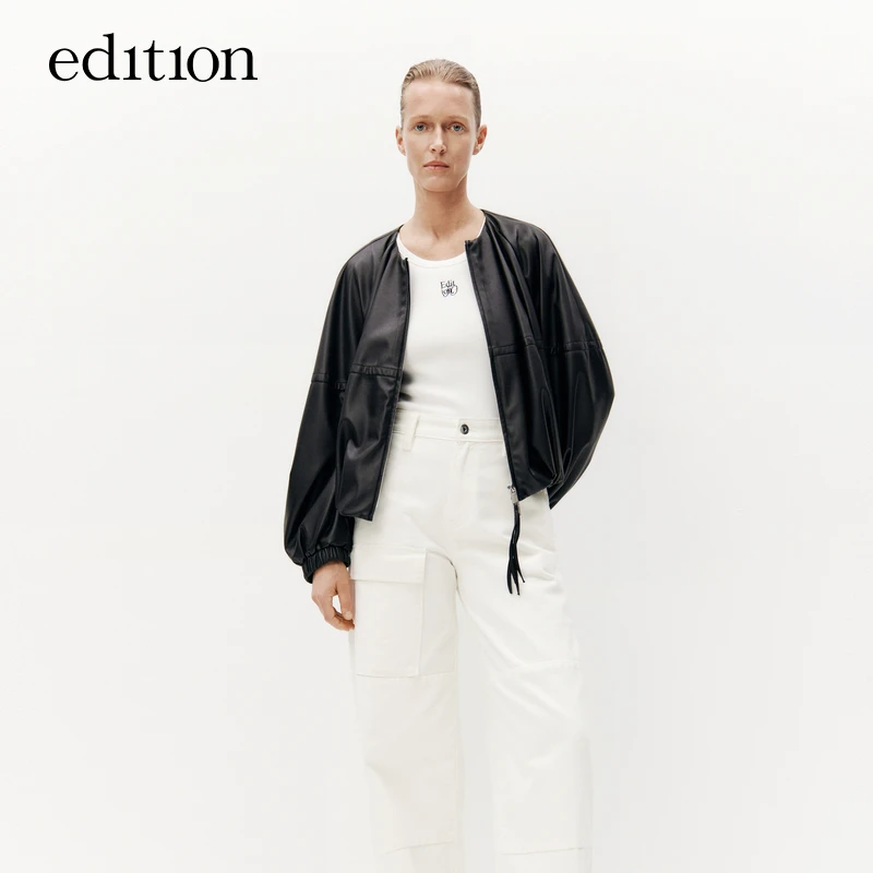 【金拐子专属】edition秋短款茧型pu皮机车皮衣#EBC3COT016