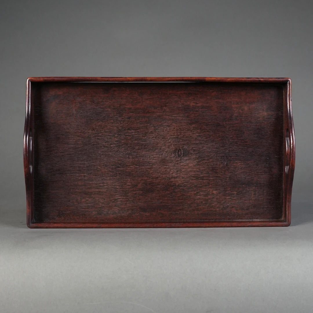 LOT 053101 清中期 花梨木双耳文盘【古董拍卖】