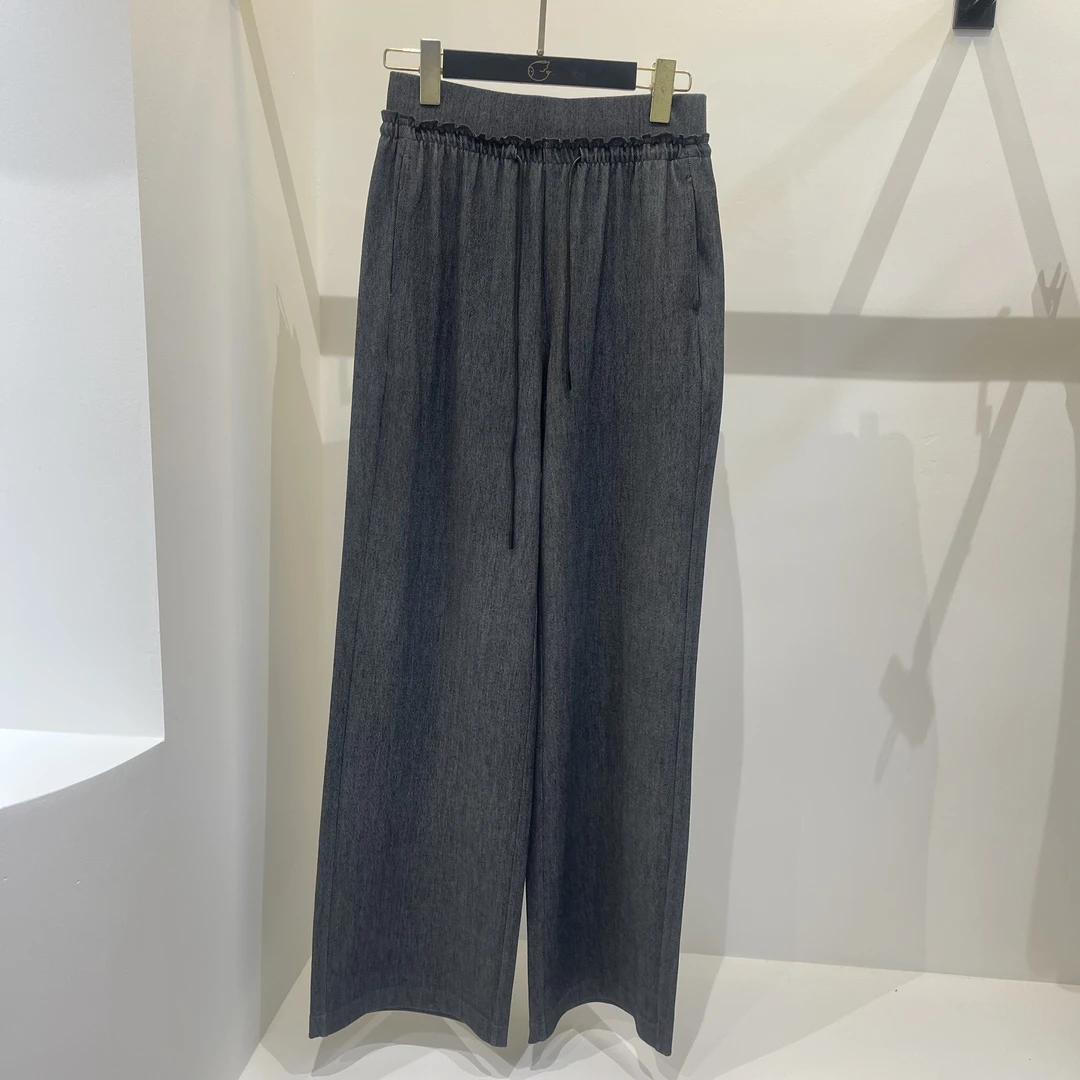 2025春季新款时尚百搭舒适高腰显瘦阔腿微喇休闲西裤女 0209