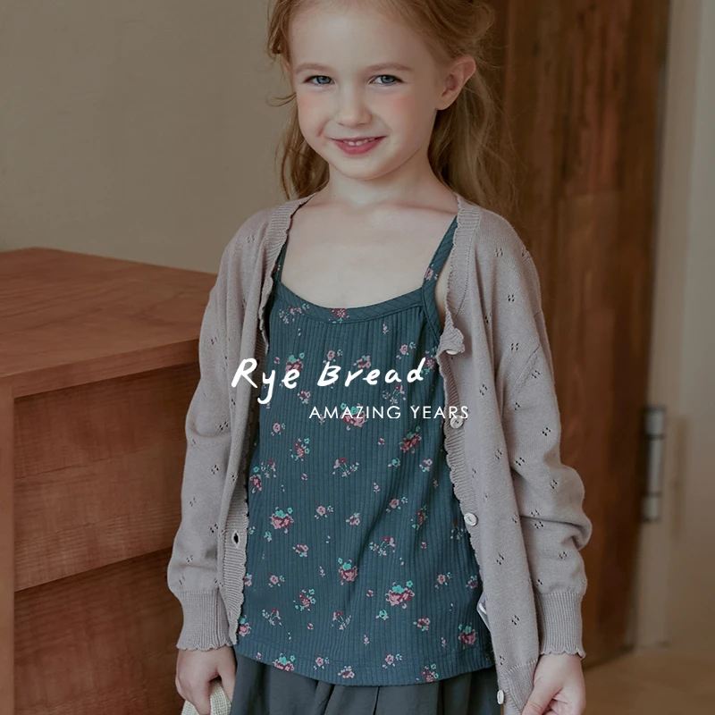 ryebread/黑面包童装 韩系百搭女小童宝宝碎花吊带背心24春秋