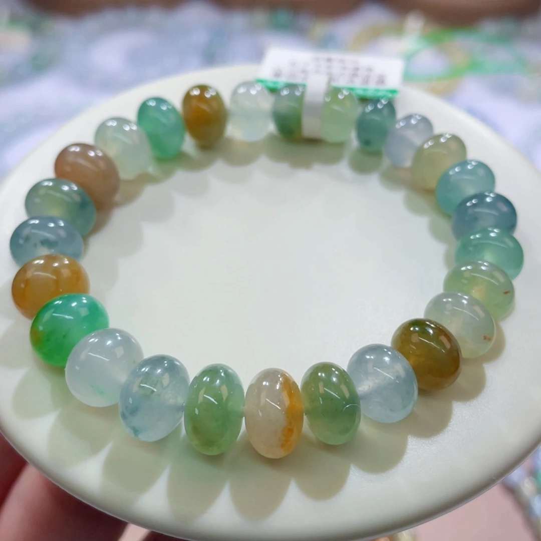未镶嵌手链翡翠油画鼓珠卡8.6-10.3