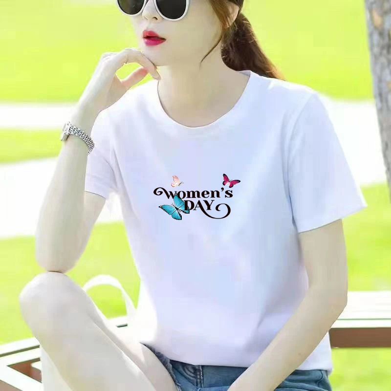 纯棉短袖白色圆领t恤女新款韩版宽松半袖百搭显瘦全棉体恤上衣夏