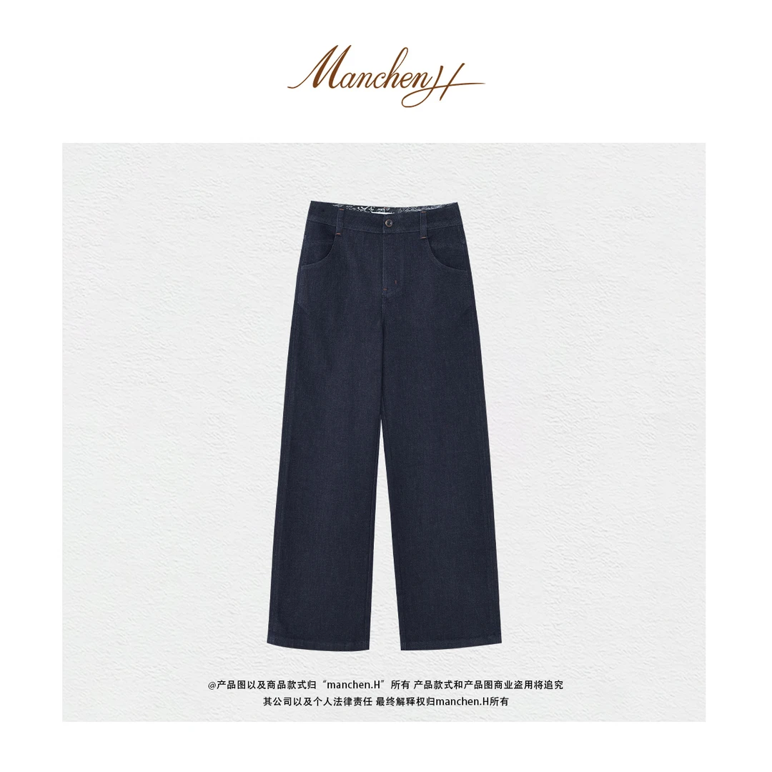 Manchenh"加厚佩里斯羊毛牛仔"意大利进口面料刺绣口袋羊毛牛仔